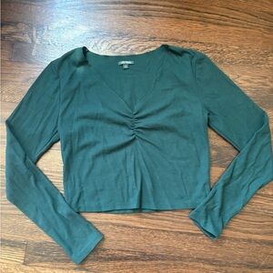 Wild fable waffle knit long sleeve green top size medium